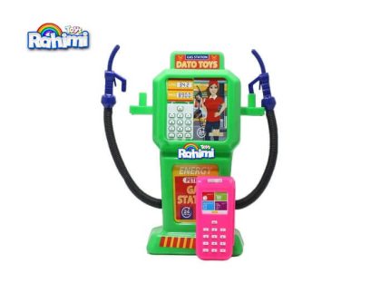 اسباب بازی پمپ بنزین رنگارنگ پلاستیکی محکم ایستاده با دو نازل مناسب برای سن بالای 3 سال