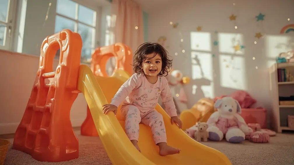 تصویر کودکی در حال سرسره بازی